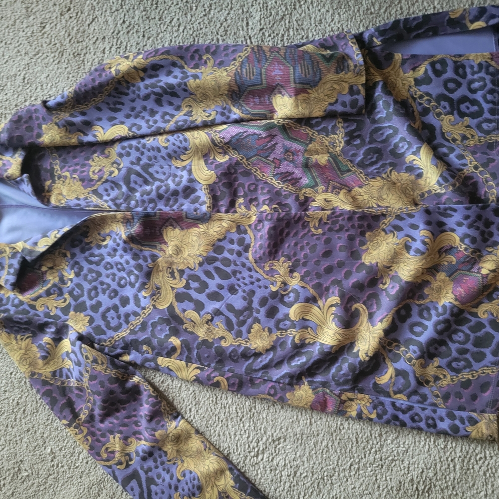 IMAN Purple and Gold Patterned Top